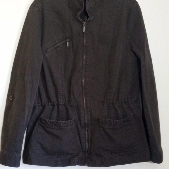 Coldwater Creek army green utility zip up jacket women size 12 - Picture 2 of 12